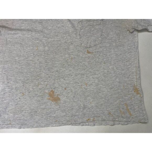 VINTAGE Windridge Blank Pocket T-shirt Men XL Gray USA Thrashed Paint 90s - Picture 2 of 9
